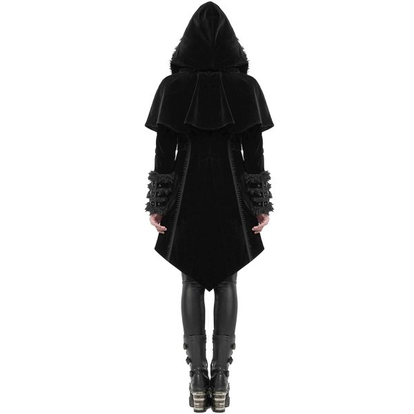 PUNK RAVE Manteau Gothic Lolita ‘Witchnight’ Noir à Capuche luxe soldes 4