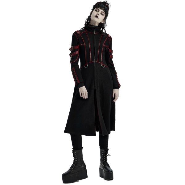 PUNK RAVE Manteau Gothique ‘Bellona’ Noir Et Rouge magasin pour 3