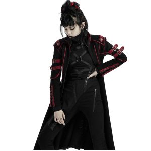 PUNK RAVE Manteau Gothique ‘Bellona’ Noir Et Rouge magasin pour 42