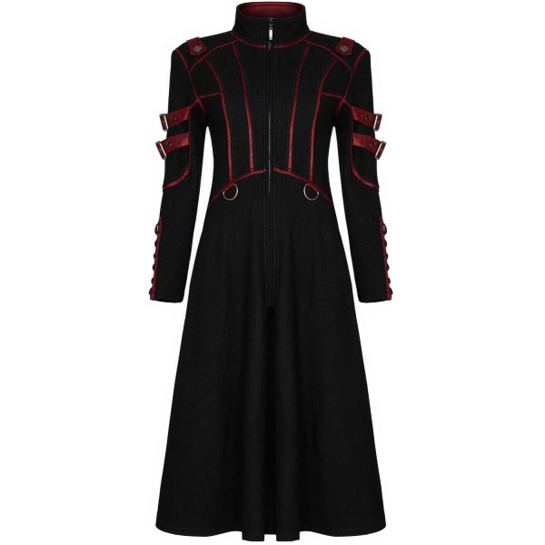 PUNK RAVE Manteau Gothique ‘Bellona’ Noir Et Rouge magasin pour 16