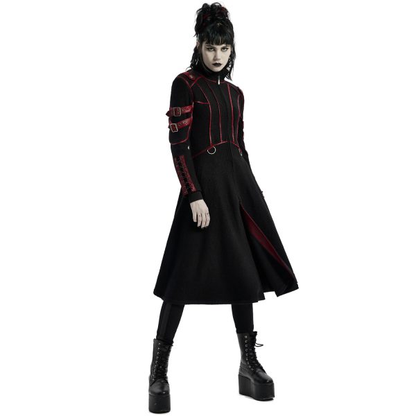 PUNK RAVE Manteau Gothique ‘Bellona’ Noir Et Rouge magasin pour 6