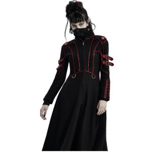 PUNK RAVE Manteau Gothique ‘Bellona’ Noir Et Rouge magasin pour 34