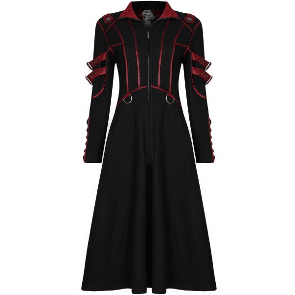 PUNK RAVE Manteau Gothique ‘Bellona’ Noir Et Rouge magasin pour 1