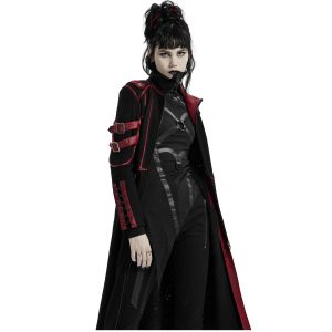 PUNK RAVE Manteau Gothique ‘Bellona’ Noir Et Rouge magasin pour 36