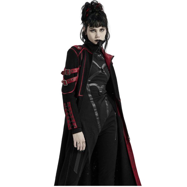 PUNK RAVE Manteau Gothique ‘Bellona’ Noir Et Rouge magasin pour 9