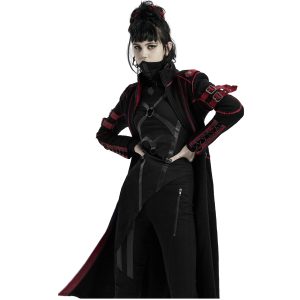 PUNK RAVE Manteau Gothique ‘Bellona’ Noir Et Rouge magasin pour 38