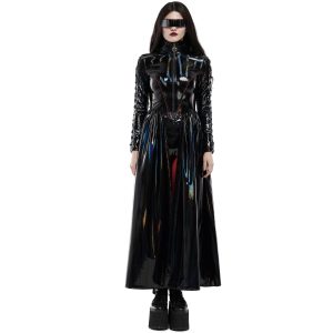 marque pas cher PUNK RAVE Manteau Long ‘Cyber Laser’ Noir 22