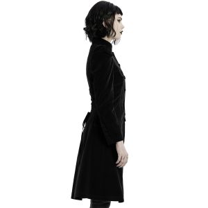 PUNK RAVE Manteau Mi-Long ‘Dark Doll’ En Velours Noir marque moins cher 29