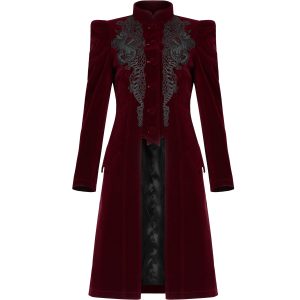 magasin PUNK RAVE Manteau Mi-Long ‘Dark Doll’ En Velours Rouge 38