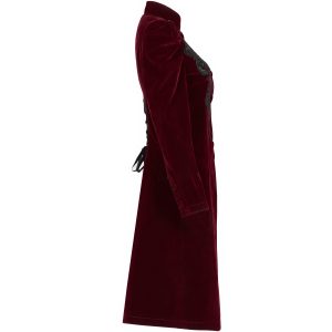 magasin PUNK RAVE Manteau Mi-Long ‘Dark Doll’ En Velours Rouge 42