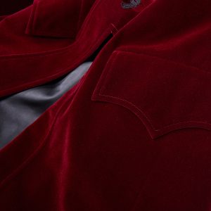 magasin PUNK RAVE Manteau Mi-Long ‘Dark Doll’ En Velours Rouge 44