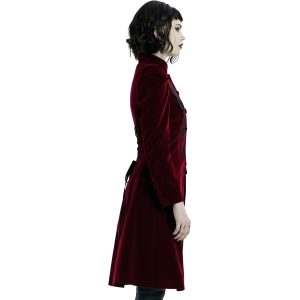 magasin PUNK RAVE Manteau Mi-Long ‘Dark Doll’ En Velours Rouge 28