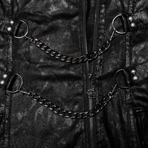 PUNK RAVE Manteau ‘Samhain’ En Sergé Noir site officiel 40