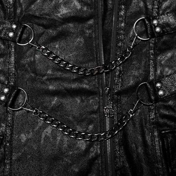 PUNK RAVE Manteau ‘Samhain’ En Sergé Noir site officiel 14