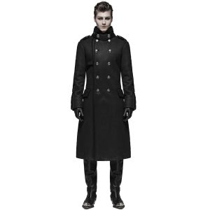 à prix promos PUNK RAVE Manteau Style Militaire ‘Gotham’ Noir 16