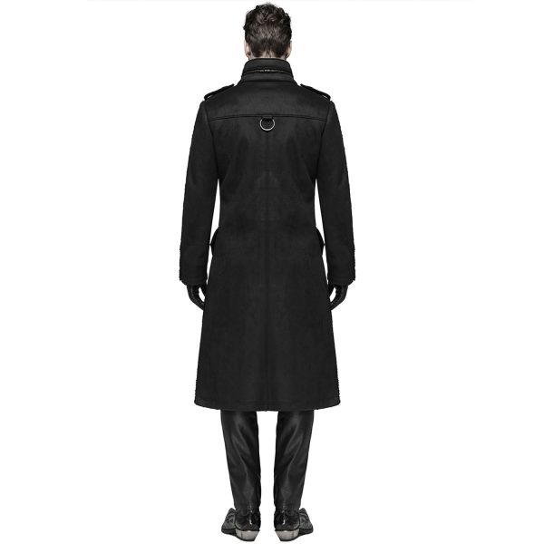 à prix promos PUNK RAVE Manteau Style Militaire ‘Gotham’ Noir 4