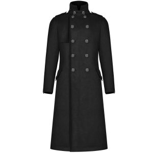 à prix promos PUNK RAVE Manteau Style Militaire ‘Gotham’ Noir 24