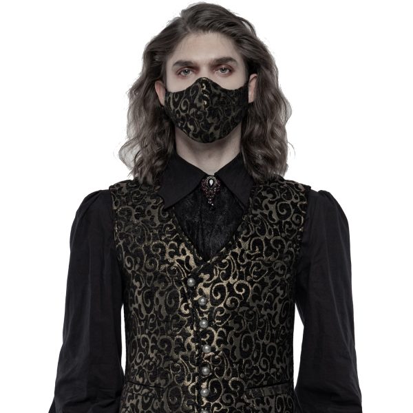 vente chaude PUNK RAVE Masque ‘Alchemist’ En Jacquard Noir Et Or 4