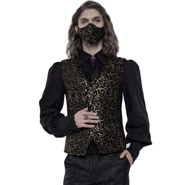 vente chaude PUNK RAVE Masque ‘Alchemist’ En Jacquard Noir Et Or 6