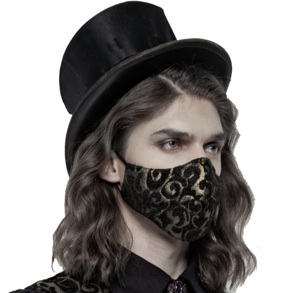 vente chaude PUNK RAVE Masque ‘Alchemist’ En Jacquard Noir Et Or 1