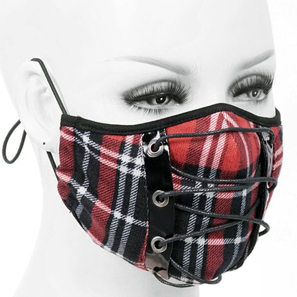 DEVIL FASHION Masque En Tartan Rouge Pas Cher soldes France 3