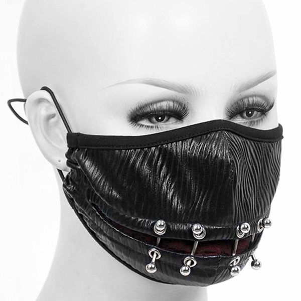 Top ventes DEVIL FASHION Masque ‘Piercings’ Noir Et Rouge 4