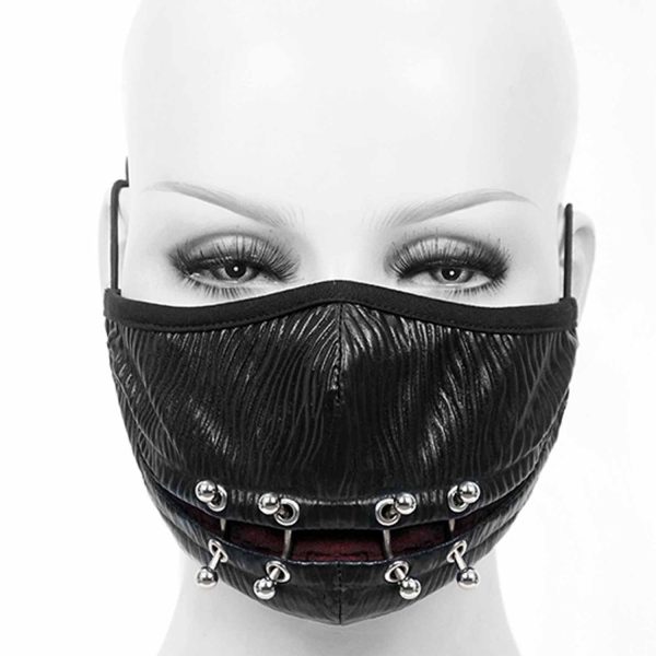 Top ventes DEVIL FASHION Masque ‘Piercings’ Noir Et Rouge 1