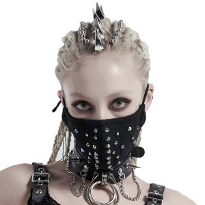 PUNK RAVE Masque ‘Rebellion’ Noir Avec Spikes Bleus Paris 13