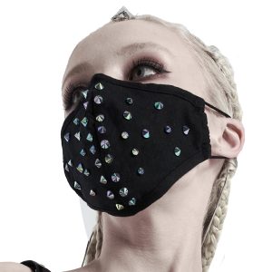 PUNK RAVE Masque ‘Rebellion’ Noir Avec Spikes Bleus Paris 15