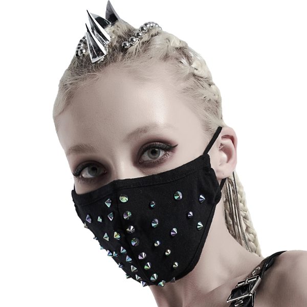 PUNK RAVE Masque ‘Rebellion’ Noir Avec Spikes Bleus Paris 1