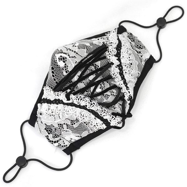 Prix très abordable DEVIL FASHION Masque ‘White Lace’ Blanc Et Noir 5