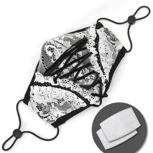 Prix très abordable DEVIL FASHION Masque ‘White Lace’ Blanc Et Noir 17