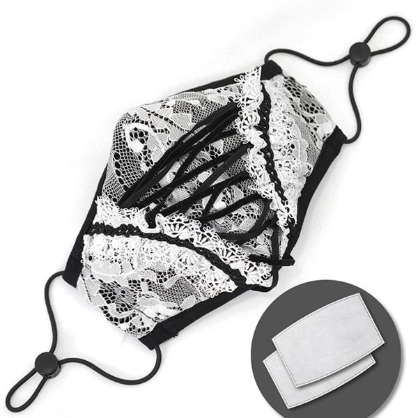 Prix très abordable DEVIL FASHION Masque ‘White Lace’ Blanc Et Noir 6