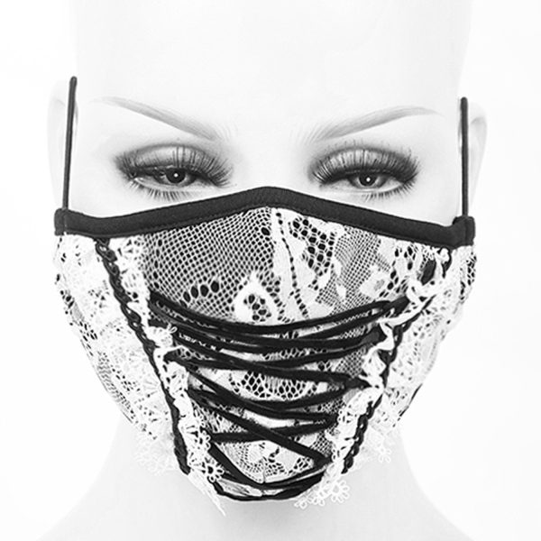 Prix très abordable DEVIL FASHION Masque ‘White Lace’ Blanc Et Noir 1