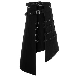 Meilleur Service PUNK RAVE Mi-Jupe Kilt Asymétrique ‘Dementor’ Noire 38