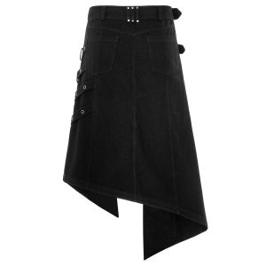 Meilleur Service PUNK RAVE Mi-Jupe Kilt Asymétrique ‘Dementor’ Noire 40