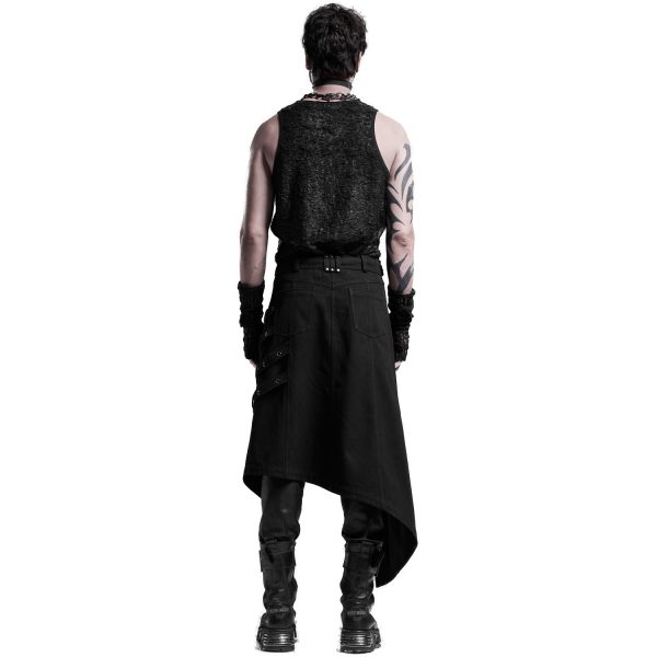 Meilleur Service PUNK RAVE Mi-Jupe Kilt Asymétrique ‘Dementor’ Noire 4