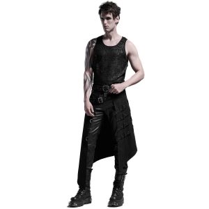 Meilleur Service PUNK RAVE Mi-Jupe Kilt Asymétrique ‘Dementor’ Noire 30