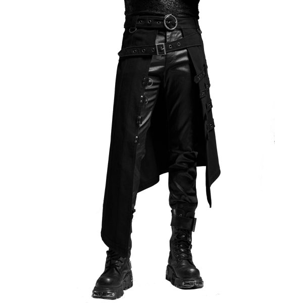 Meilleur Service PUNK RAVE Mi-Jupe Kilt Asymétrique ‘Dementor’ Noire 1