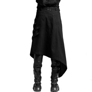 Meilleur Service PUNK RAVE Mi-Jupe Kilt Asymétrique ‘Dementor’ Noire 34