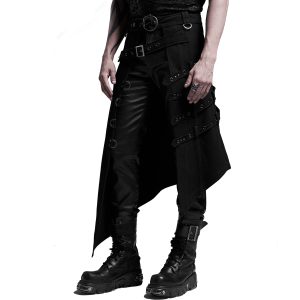 Meilleur Service PUNK RAVE Mi-Jupe Kilt Asymétrique ‘Dementor’ Noire 36