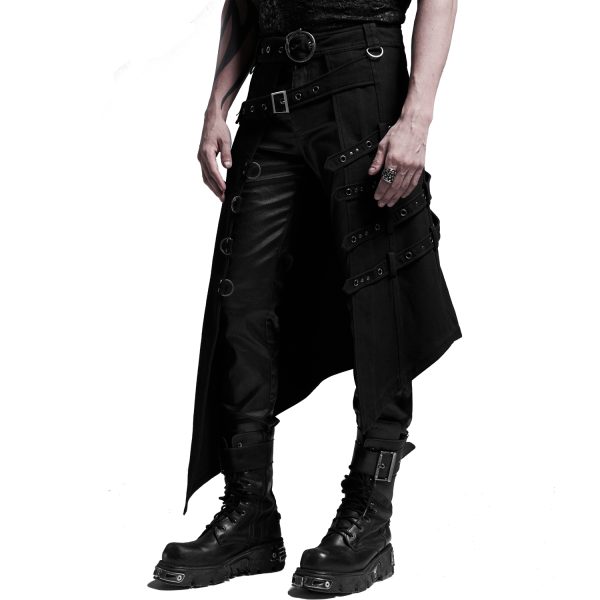 Meilleur Service PUNK RAVE Mi-Jupe Kilt Asymétrique ‘Dementor’ Noire 11