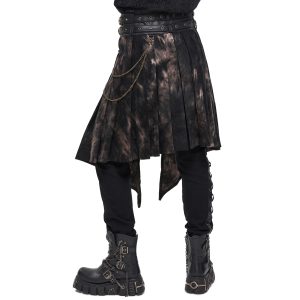 DEVIL FASHION Mi-Jupe Kilt Asymétrique ‘Taurus’ Noire Et Cuivre en promotion 42