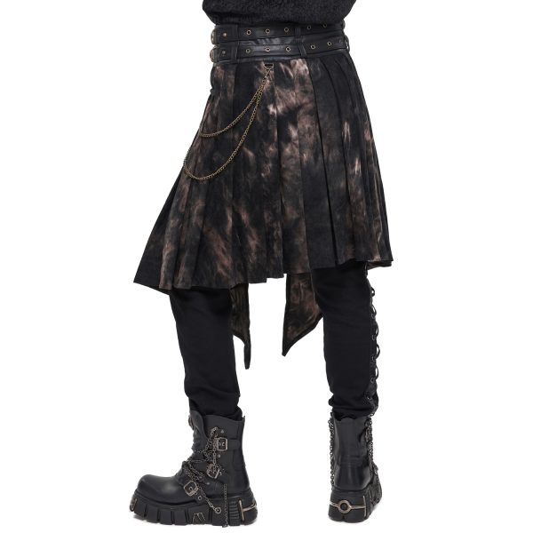 DEVIL FASHION Mi-Jupe Kilt Asymétrique ‘Taurus’ Noire Et Cuivre en promotion 12