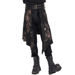 DEVIL FASHION Mi-Jupe Kilt Asymétrique ‘Taurus’ Noire Et Cuivre en promotion 44