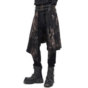 DEVIL FASHION Mi-Jupe Kilt Asymétrique ‘Taurus’ Noire Et Cuivre en promotion 46