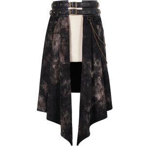 DEVIL FASHION Mi-Jupe Kilt Asymétrique ‘Taurus’ Noire Et Cuivre en promotion 48