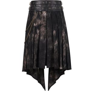 DEVIL FASHION Mi-Jupe Kilt Asymétrique ‘Taurus’ Noire Et Cuivre en promotion 50