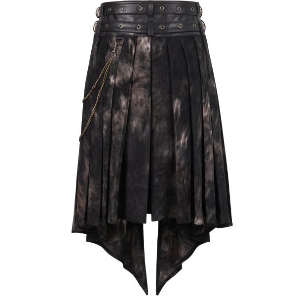 DEVIL FASHION Mi-Jupe Kilt Asymétrique ‘Taurus’ Noire Et Cuivre en promotion 16