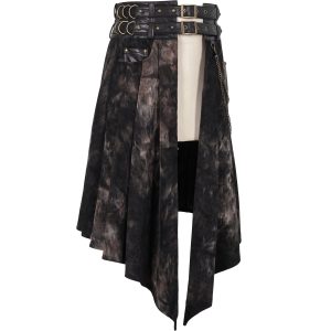 DEVIL FASHION Mi-Jupe Kilt Asymétrique ‘Taurus’ Noire Et Cuivre en promotion 54